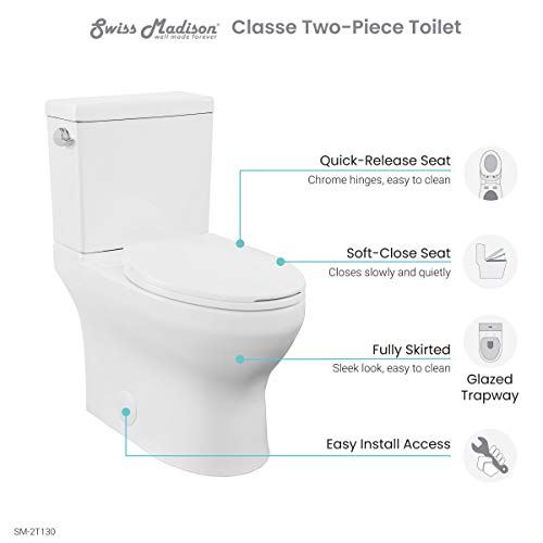 Classe Two-Piece Elongated Left Side Flush Handle Toilet 1.28 gpf