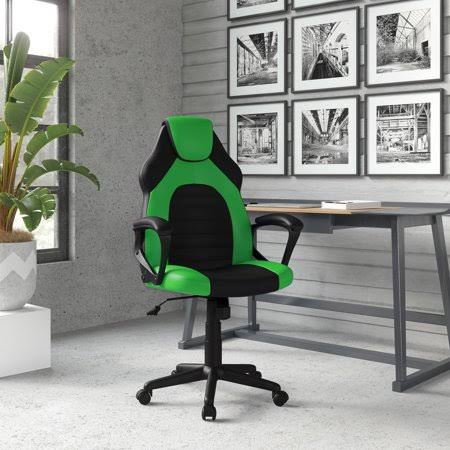 Lifestyle Solutions Omaha Gaming Office Chair with Faux Leather, Green