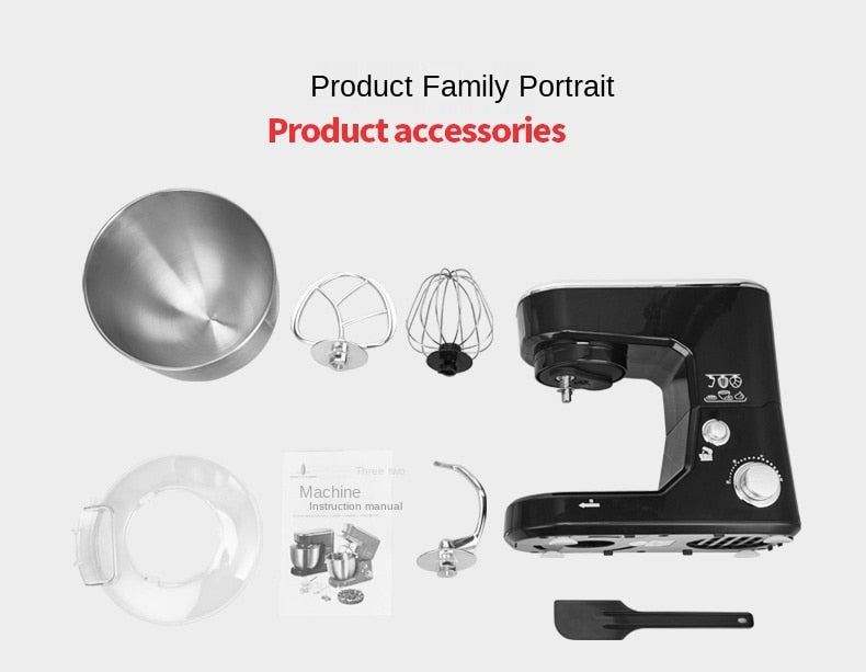 1000W High Power Stand Mixer Stainless Steel Bowl 6-speed Kitchen Food Blender