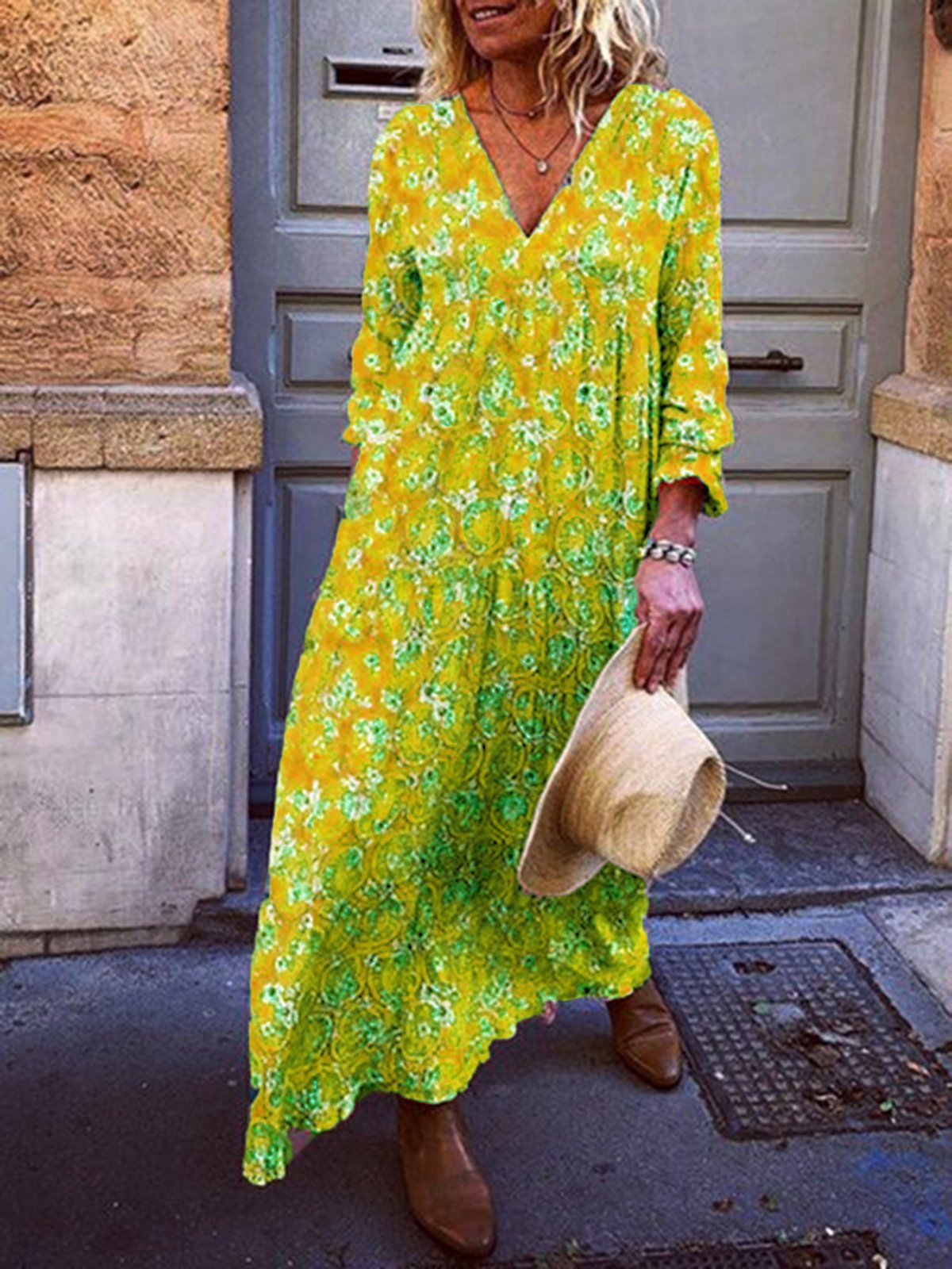 Casual 3/4 Sleeve Cotton-Blend Dresses