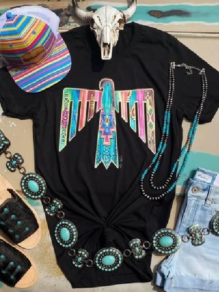 Black Printed Short Sleeve Shirts & Tops