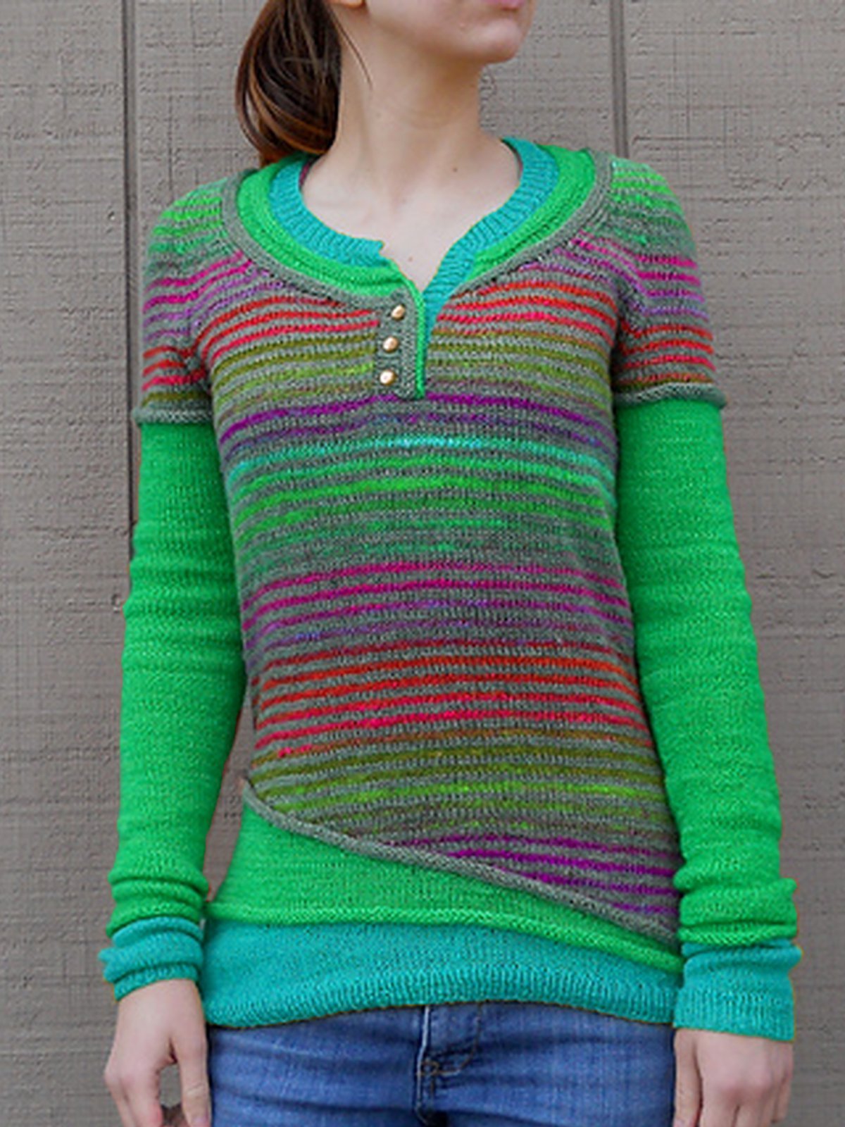 Red Striped Crew Neck Casual Women's Sweaters