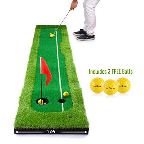 AbcoTech Indoor Golf Putting Green-Mini Golf Set with 3 Bonus Balls for Men