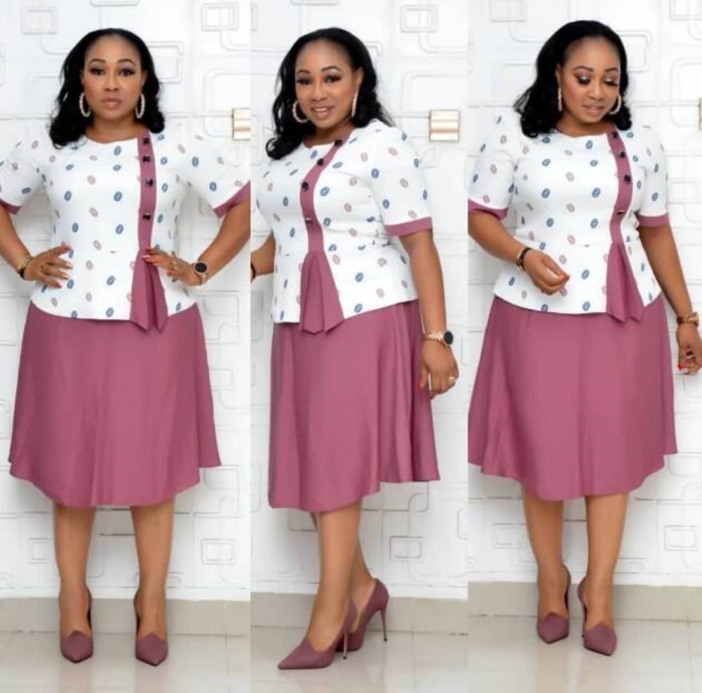 Plus Size African Two Piece Mature Dress