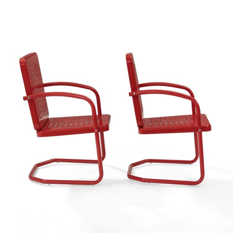 Crosley Bates Metal Patio Chair in Red (Set of 2) - CO1025-RE