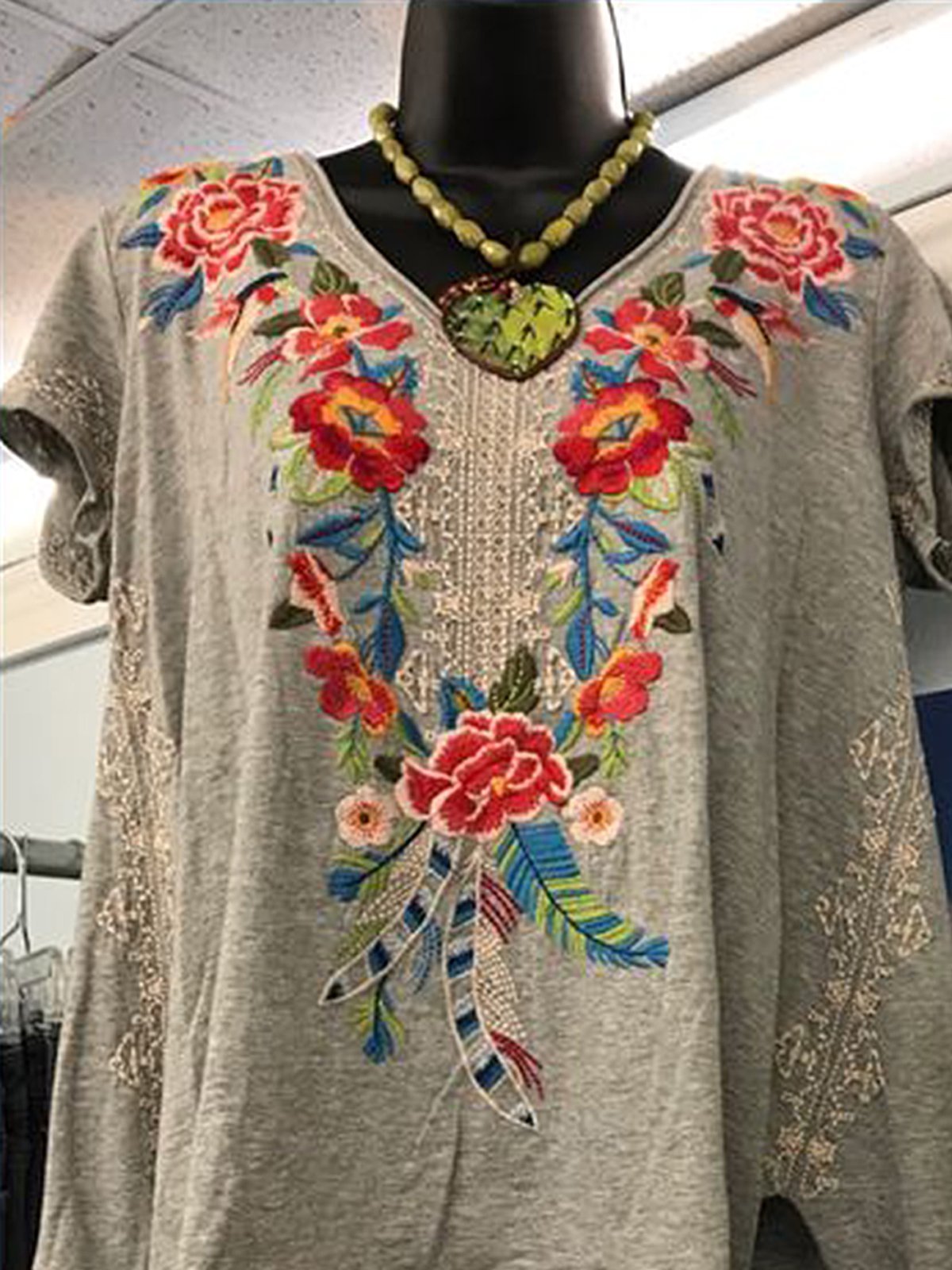 Vintage Short Sleeve Shift Printed Shirts & Tops