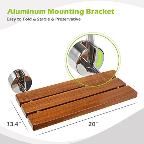 Shower, Wood Shower Stool Fold Down 400 Lbs Capacity Wall Mounted