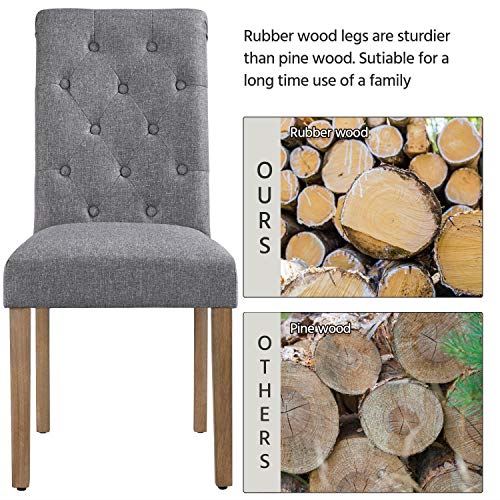 Upholstered Fabric Dining Room Chairs with Solid Wood Legs and Padded Seat