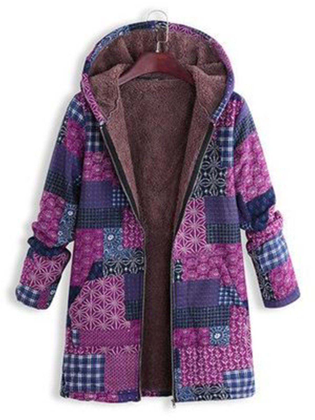 Abstract Printed Hoodie Long Coat