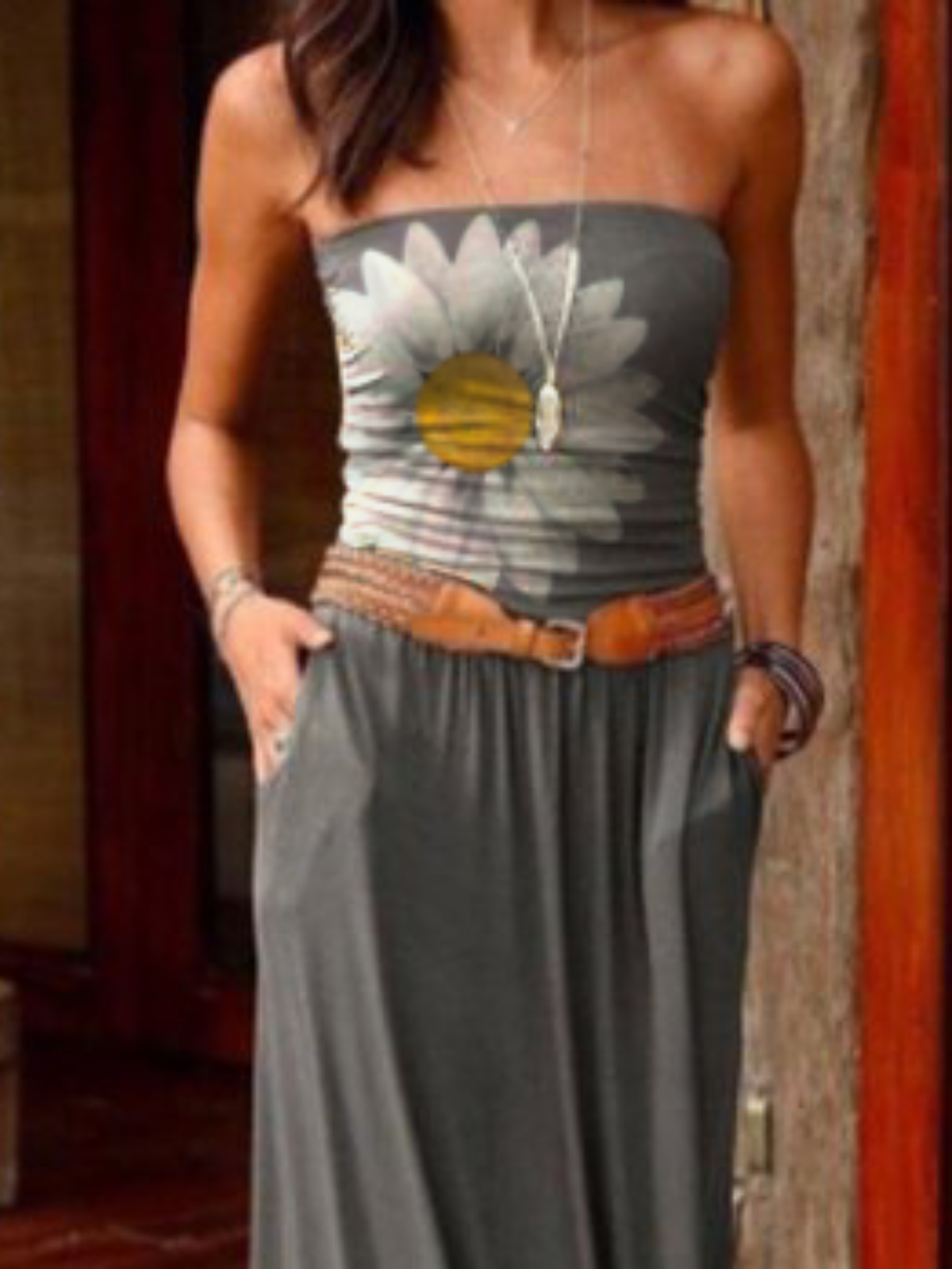 Plus size Floral Sleeveless Holiday Dresses