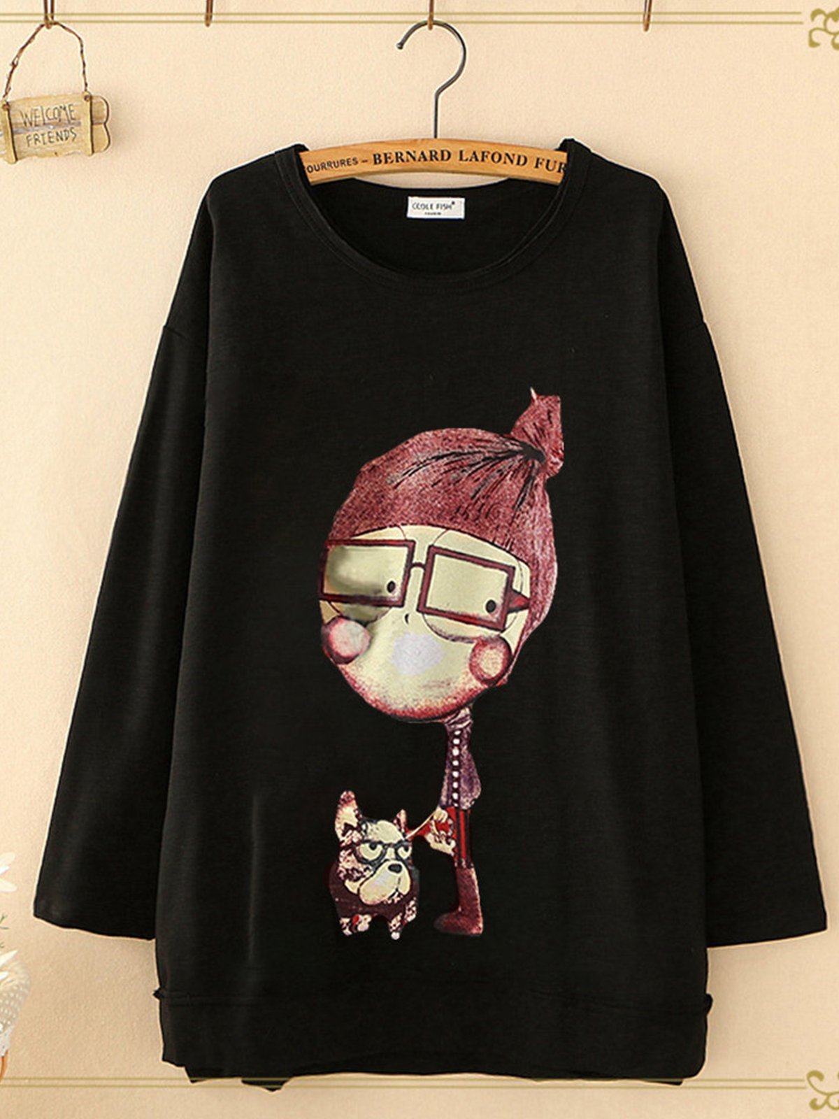 Casual Long Sleeve Round Neck Plus Size Tops