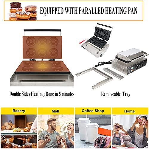 Electric Donut Maker, 6 Holes Commercial Doughnut Making Machine Non-stick