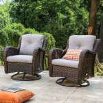 HAPLIFE 2 Pieces Patio Wicker Swivel Rocker Chairs Rattan Outdoor Furniture Rocking Chair Set (Brown)