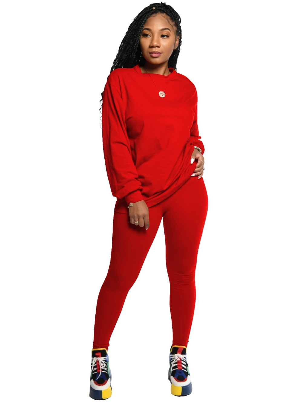 Autumn Casual Plain Two Piece Pants Set