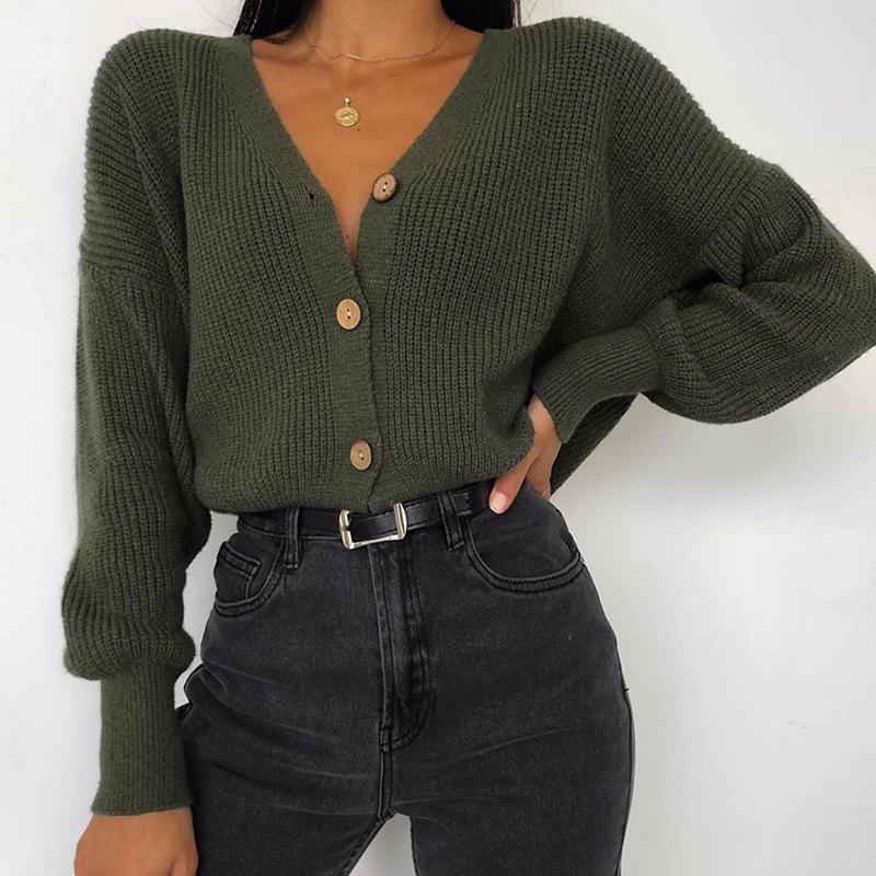 Women's Fashion Pure Color Long-sleeved Knit Top