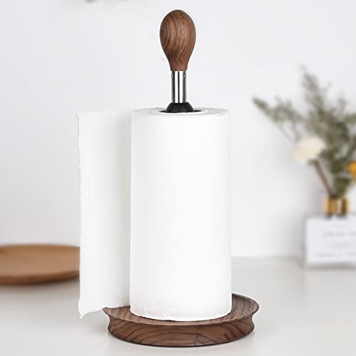 Wooden Paper Towel Holder Countertop Vertical Tissue Holder Rack