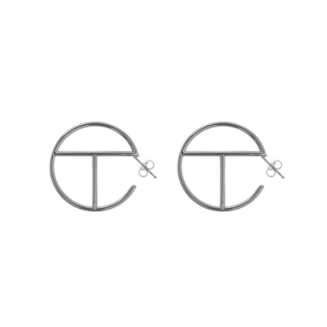 Medium Logo Hoop Earring - Silver