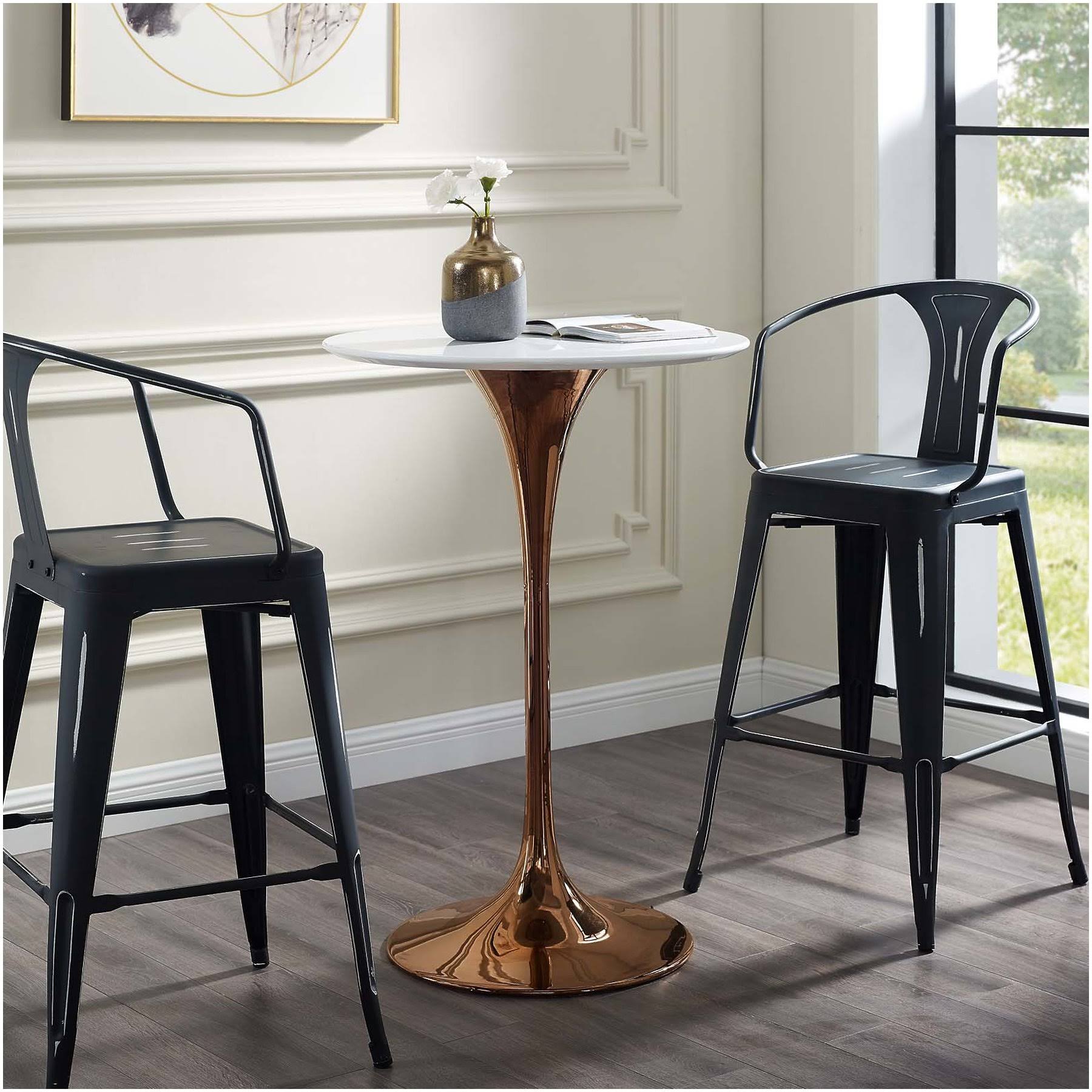 Modway Lippa 28x22 Wood Top Bar Table - Rose White