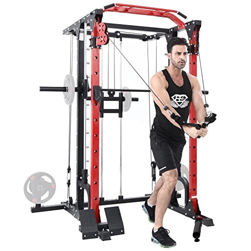 ER KANG Smith Machine, 2400LB Power Cage with Cable Crossover&LAT Pull Down System