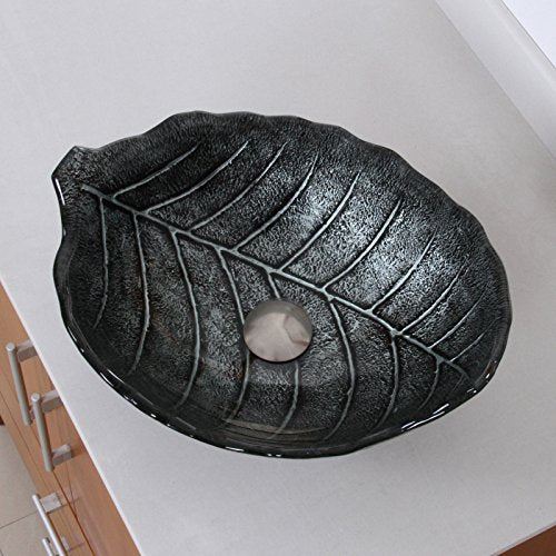 Tempered Bathroom Glass Vessel Sink & Brushed Nickel Faucet Combo