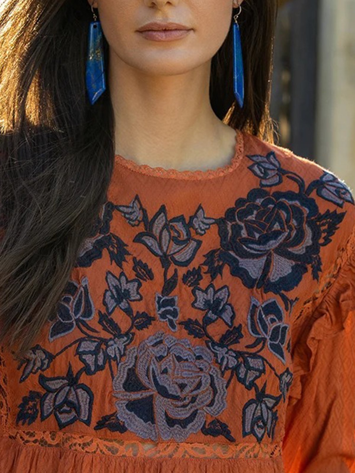 Orange Silk-Blend Shirts & Tops