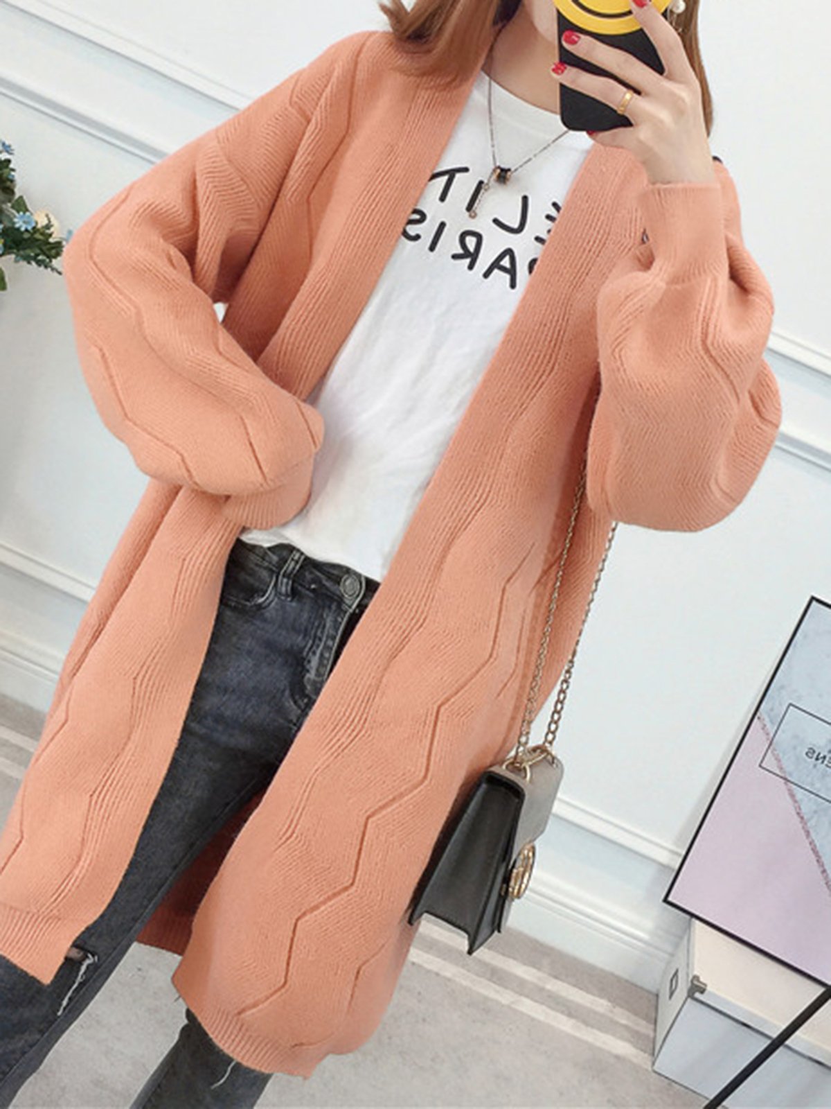 Solid Acrylic Balloon Sleeve Coat