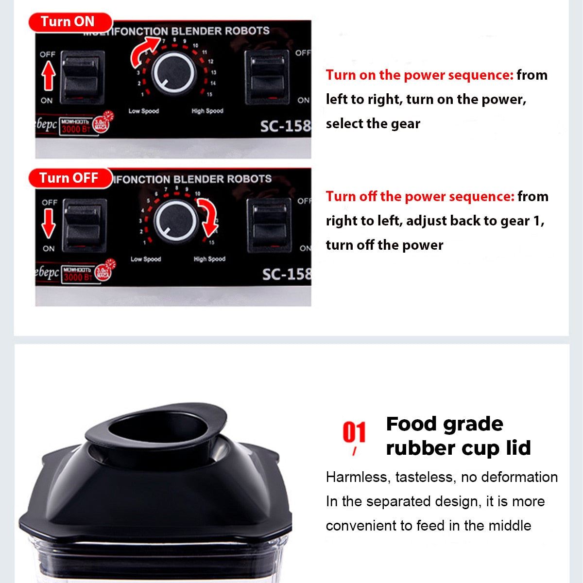 Kitchen Blender Professional Heavy Duty Commercial Mixer Juicer 32000rpm Speed Grinder