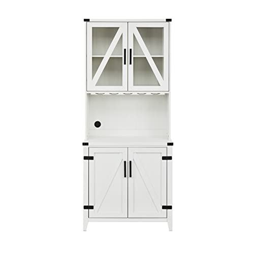 Home Source Bar Cabinet with Upper Glass Cabinet