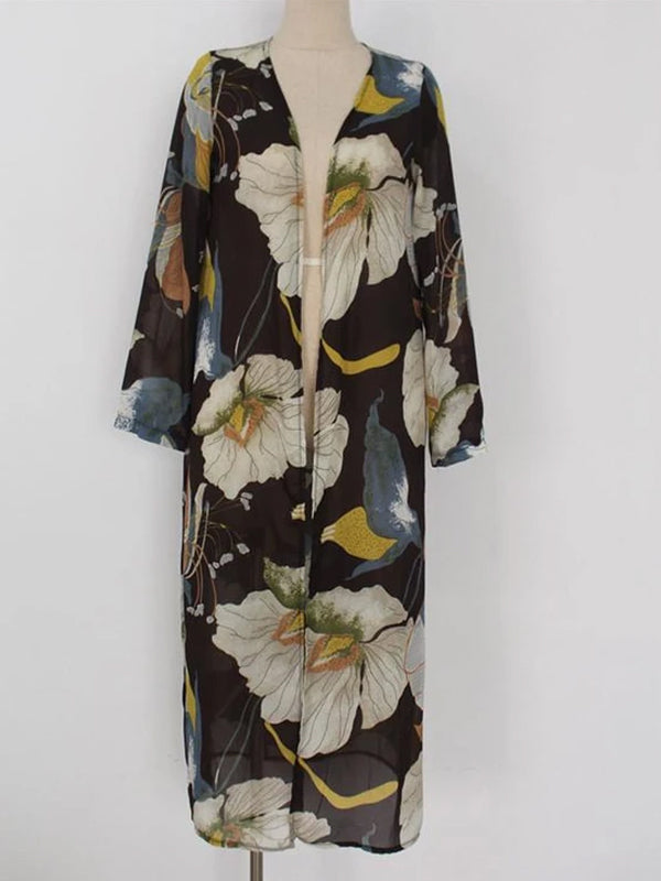 Women's Printed Casual Loose Long-sleeved Cardigans