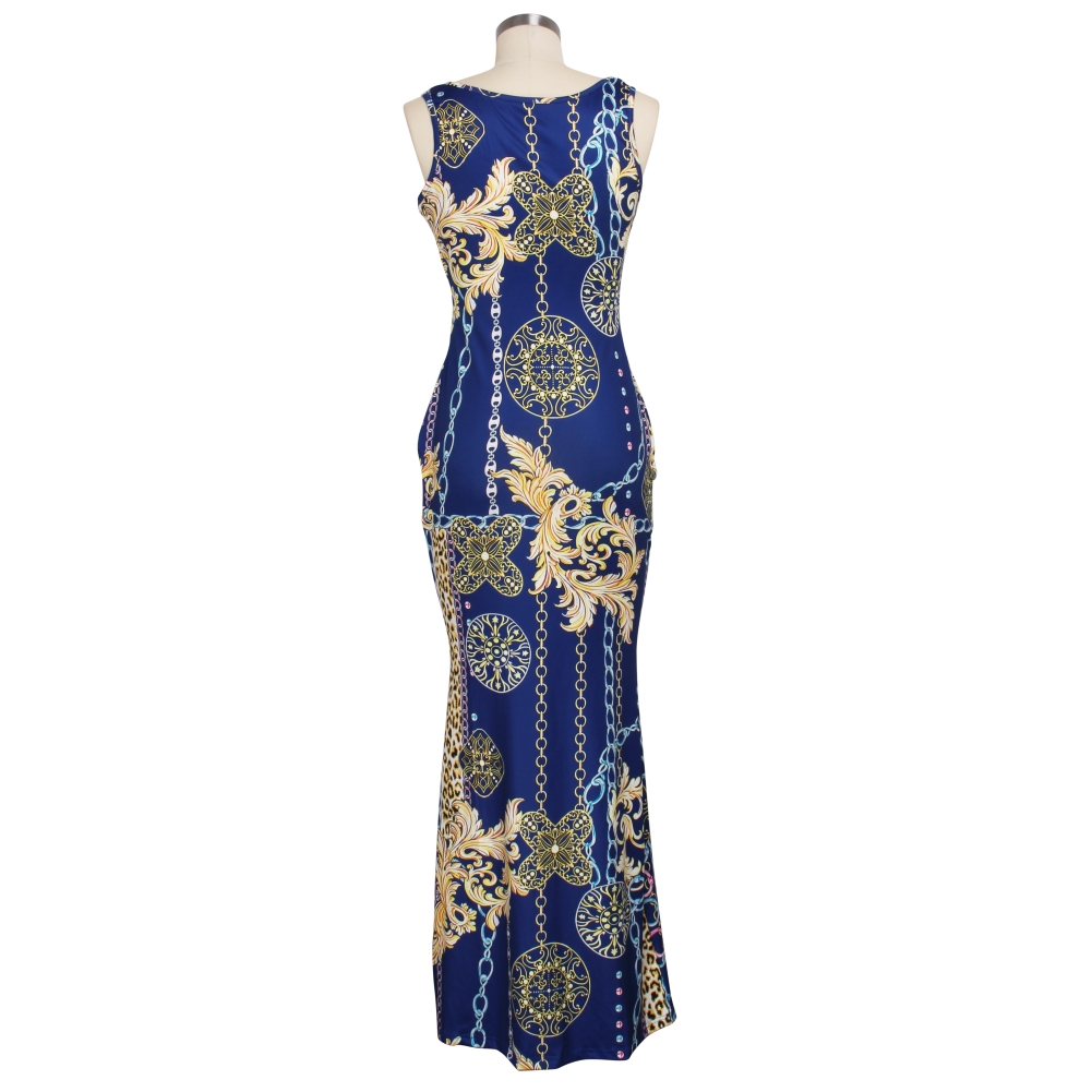 Print African Strap Long Maxi Dress