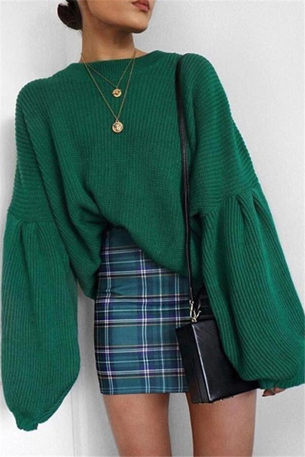 Fashion Round Collar Long Sleeve Loose Comfortable Sweater