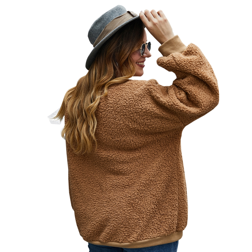 Plus Size Zipped Up Fleece Coat