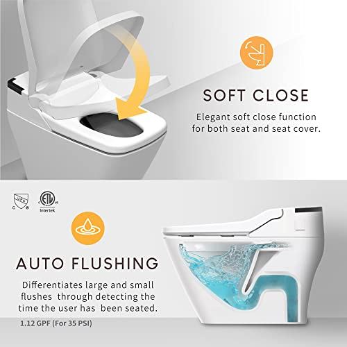 One Piece Toilet with Auto Dual Flush, UV-LED Sterilization, Heated Seat
