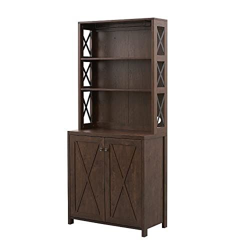 Elegant Mahogany Bar Cabinet | Kitchen Cabinet with Microwave Stand