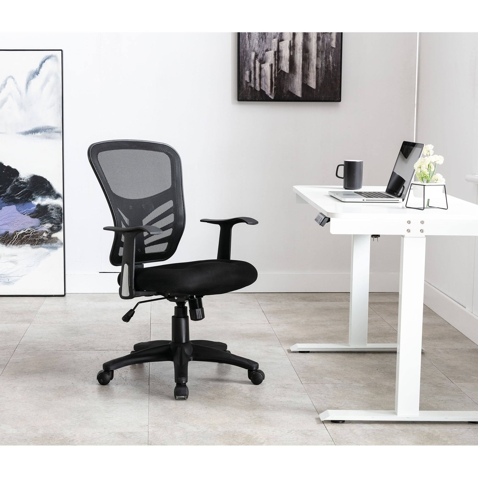 Porthos Home Yael Swivel Office Chair, Mesh BACK, Height Adjustable Seat - Grey