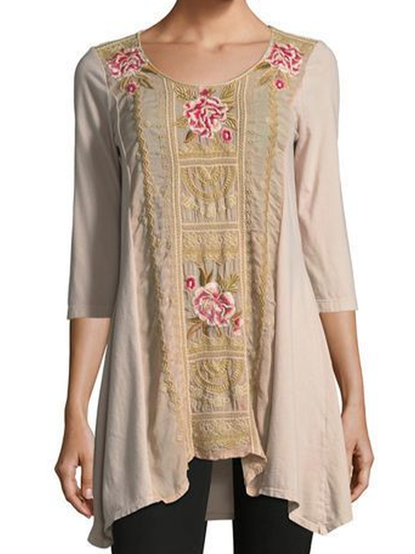 Crew Neck 3/4 Sleeve Shirts & Tops