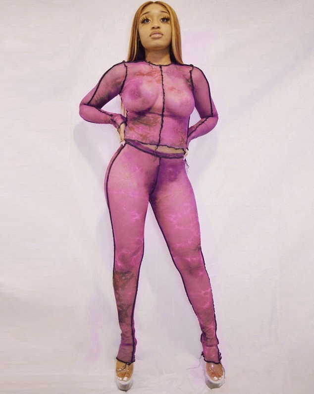 Autumn Matching Tie Dye Sexy See Through Shirt and Pants Set