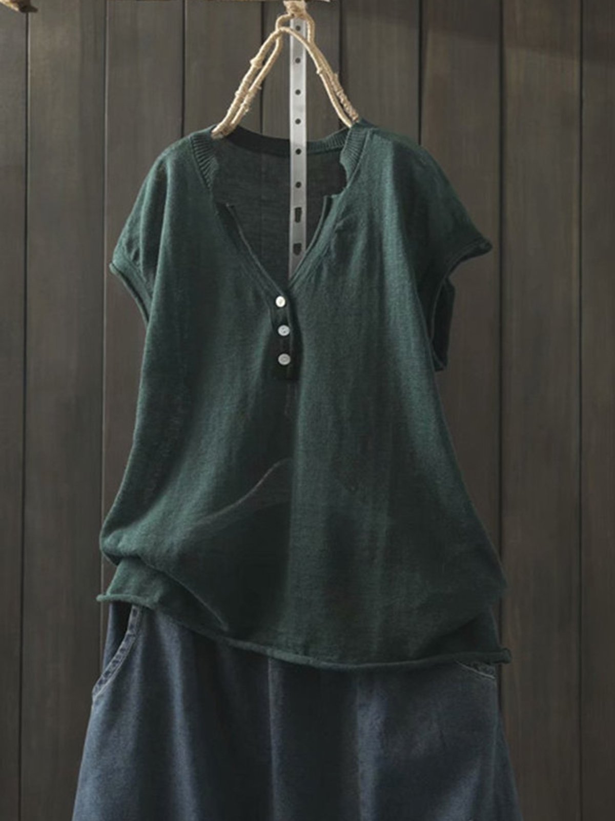 V Neck Short Sleeve Casual Shirts & Tops