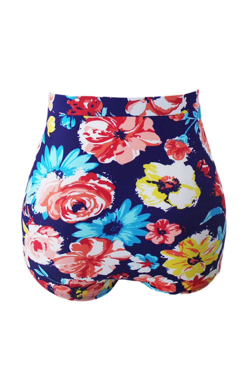Blooming Navy Retro High Waist Swim Bottom