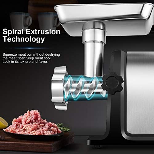 [2000W Max ]Heavy Duty Stainless Steel Meat Mincer with 3 Grinding Plates