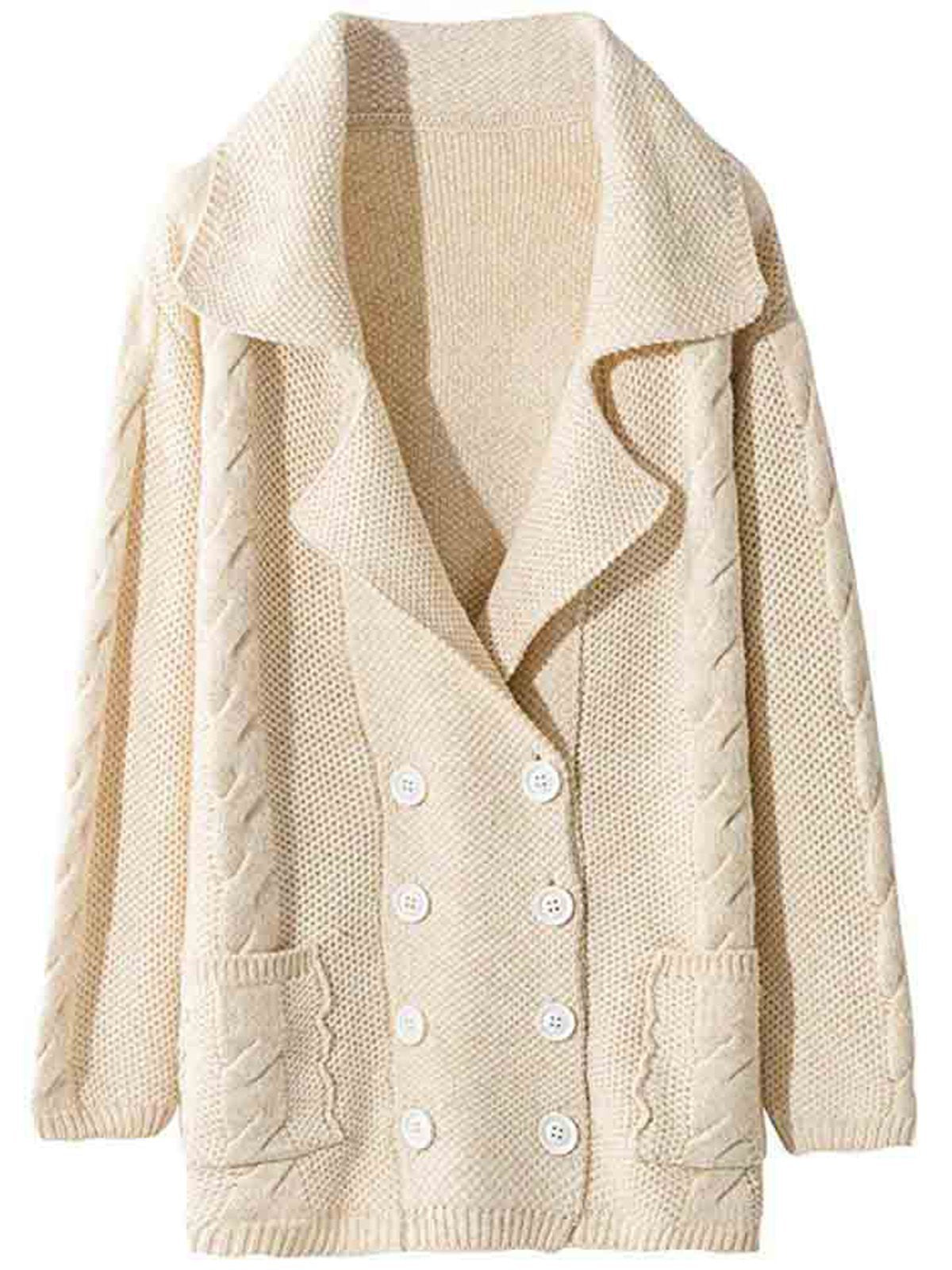 Double-Breasted Lapel Pockets Knit Wear Cardigans