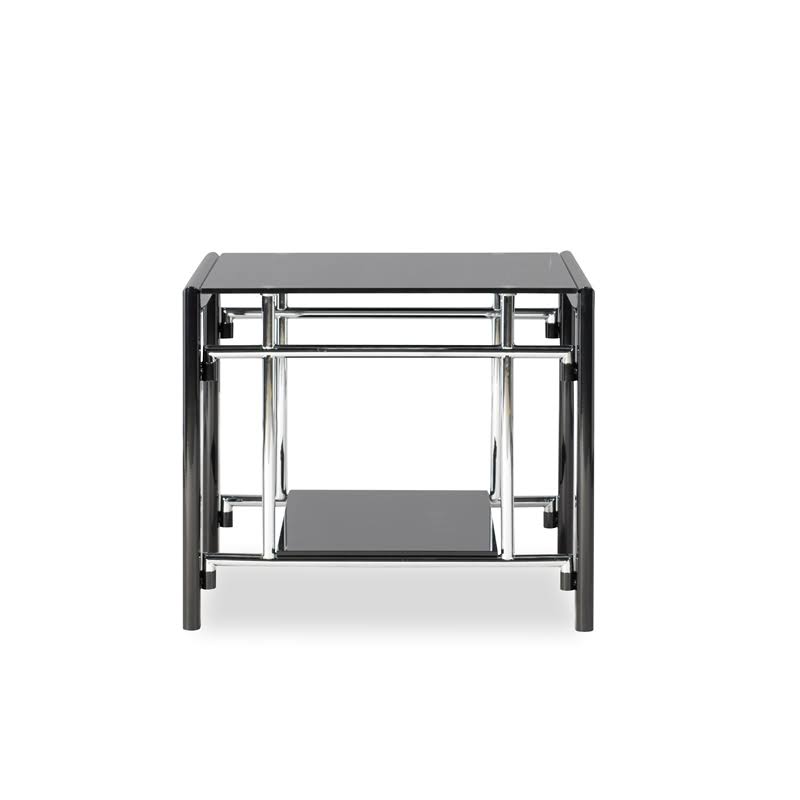 Powell Dart Glass End Table in Black - PCYMX02