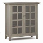 Acadian SOLID WOOD Storage Cabinet with 2 Tempered Glass Doors / 39 inch