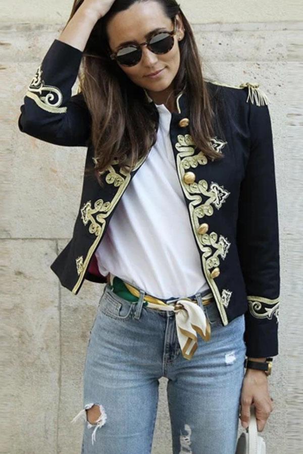 Fashion Inwrought Long Sleeve Coat