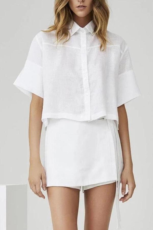 Casual Linen Short-Sleeved Shorts Suit