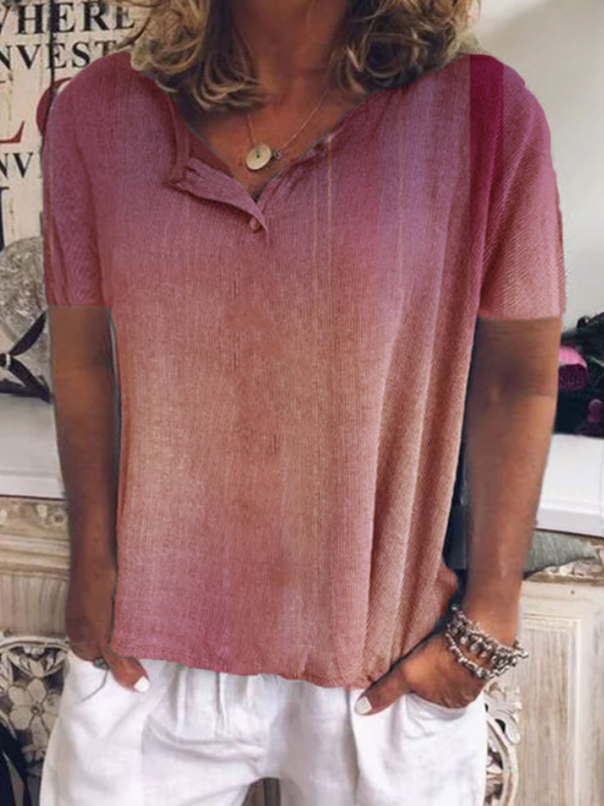 Cotton-Blend Short Sleeve Shirts & Tops