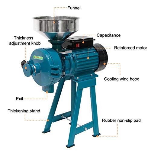 Electric Grain Mill Wet Dry Mill Grinder 3000W, 110V Commercial Grain Grinder