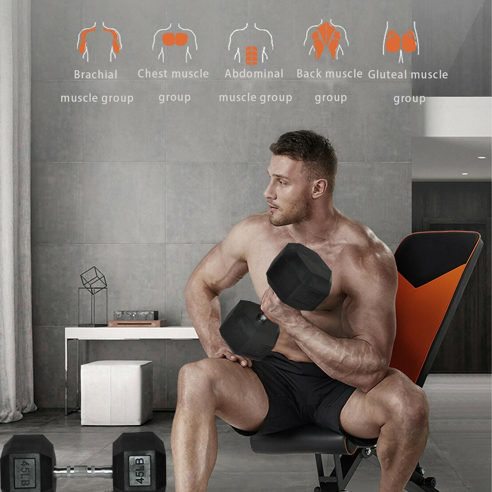 10Pair Rubber Dumbbells 5-50 lb with Dumbbells Rack Hexagonal Home Gym Equipment