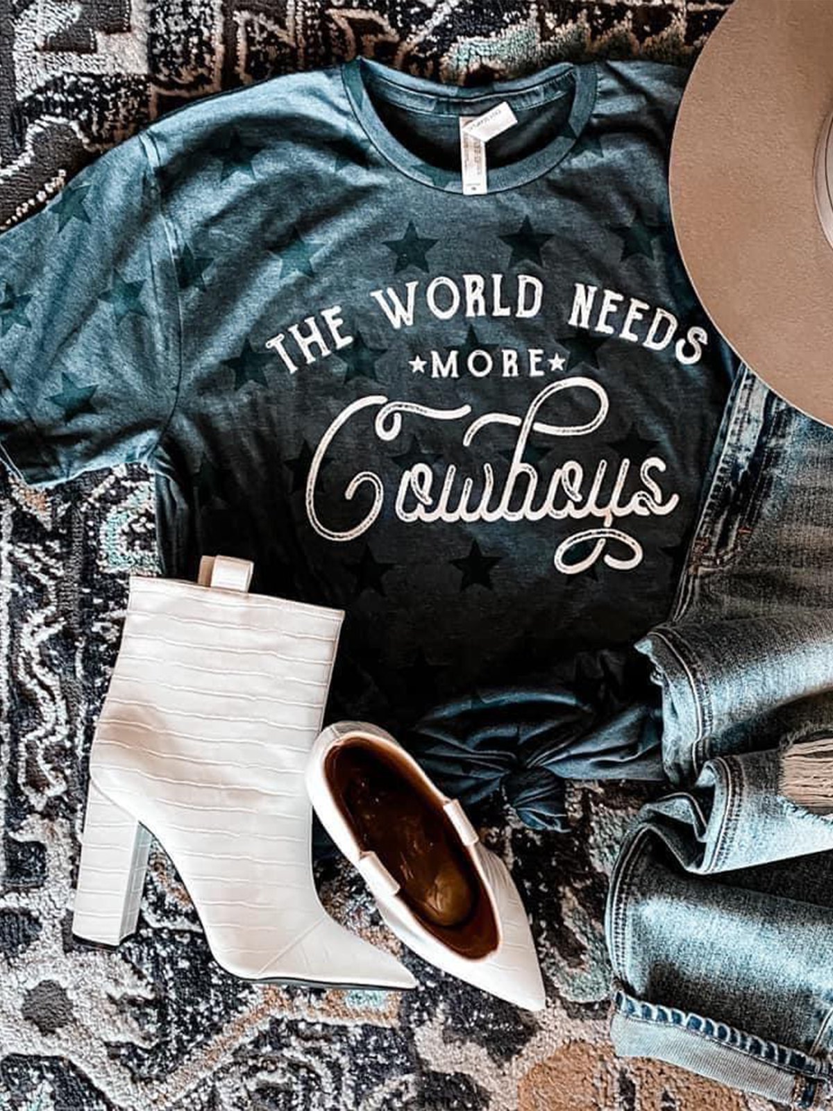 Short Sleeve Crew Neck Star Shirts & Tops