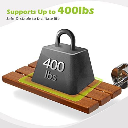 Shower, Wood Shower Stool Fold Down 400 Lbs Capacity Wall Mounted